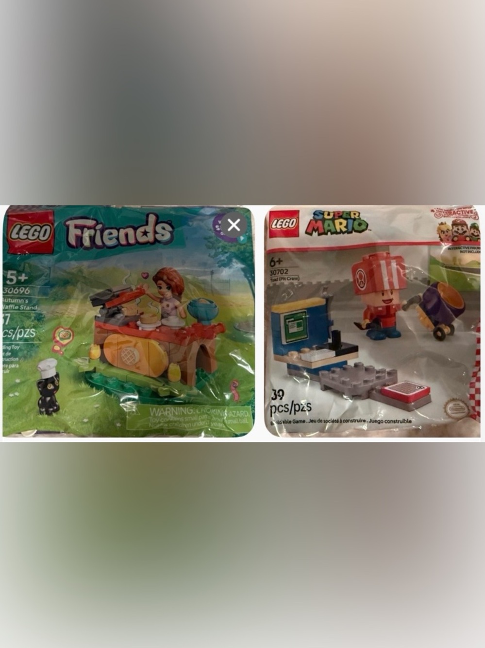 LEGO Super Mario Toad's Mini Set and LEGO Friends Autumn's Waffle Stand